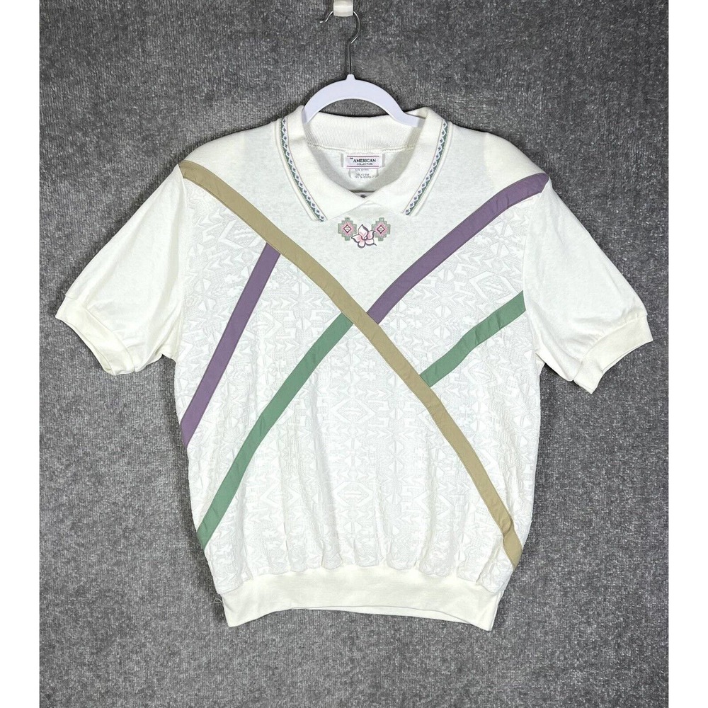 The American Collection Short Sleeve Embroidered Top Womens Size 18W Vintage USA